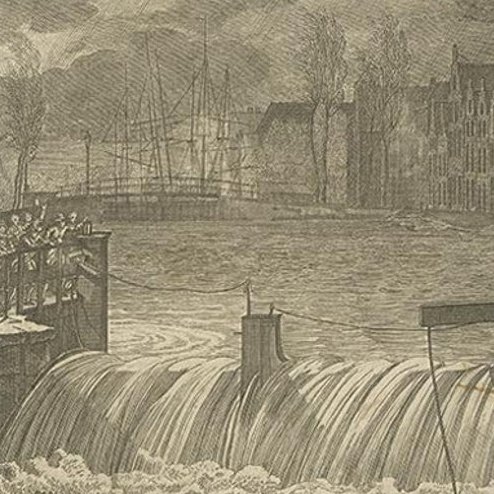 Antique Print of the Flood at Delfshaven, the Netherlands, 1776