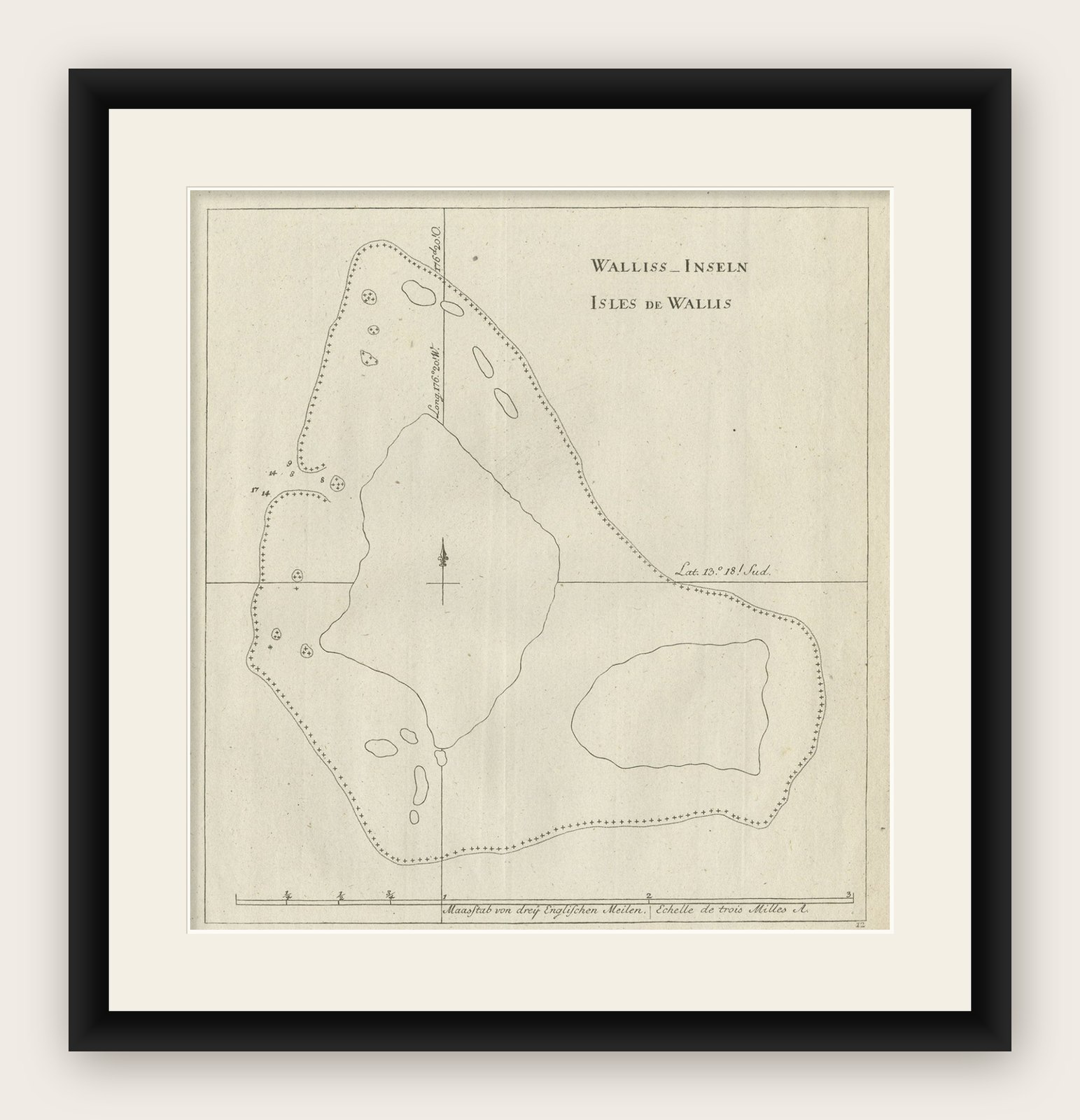 Antique Map of the Wallis and Futuna Islands, French Overseas Territory, 1778