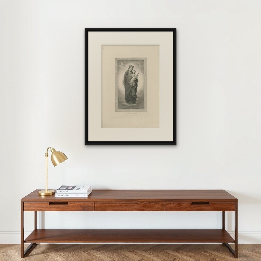 Antique Print of the Queen of Peace, c.1880