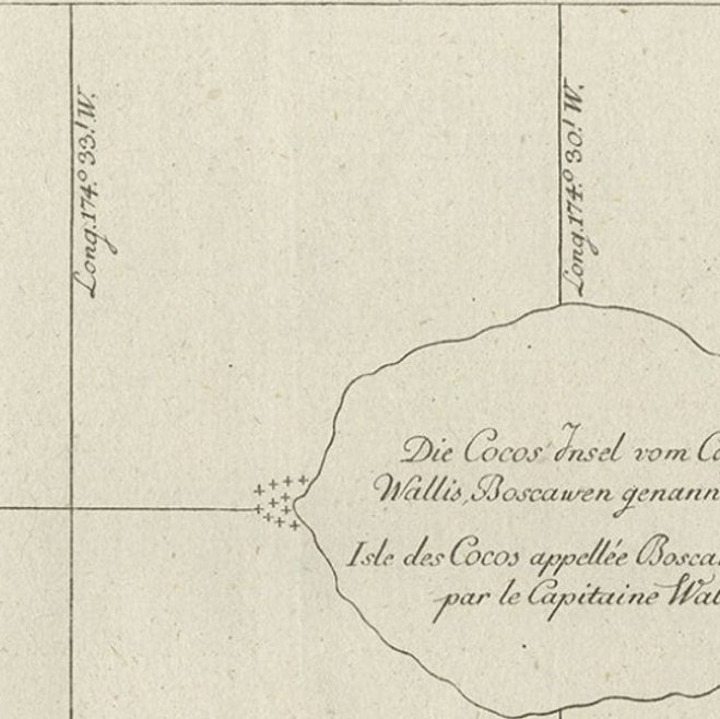 Antique Map of the Cocos or Keeling Islands, 1778
