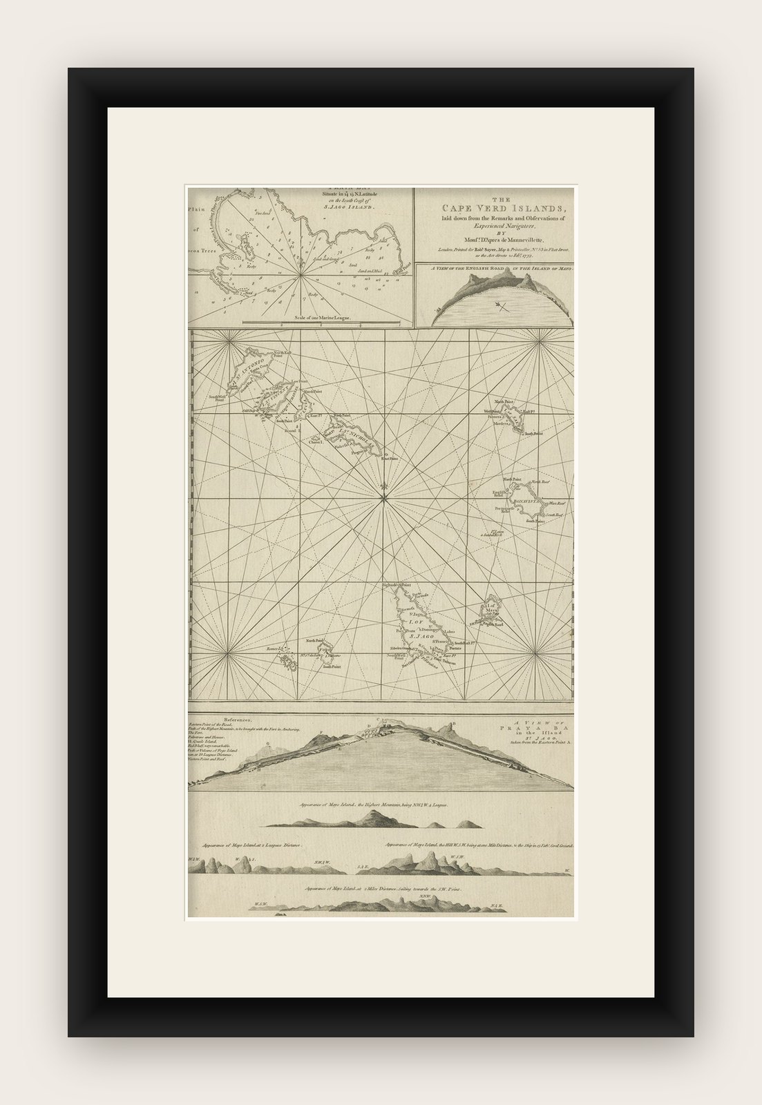Map & Views of the Cape Verde Islands, in the Atlantic Ocean, West-Africa, 1775