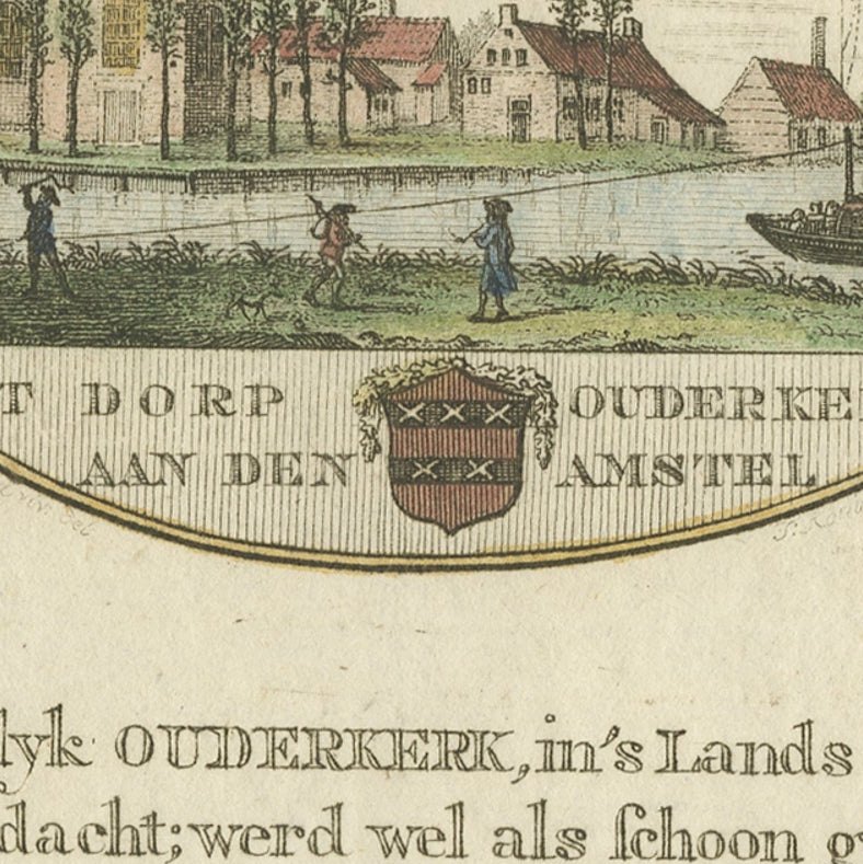 Antique Print of the City of Ouderkerk Aan De Amstel, the Netherlands, 1795