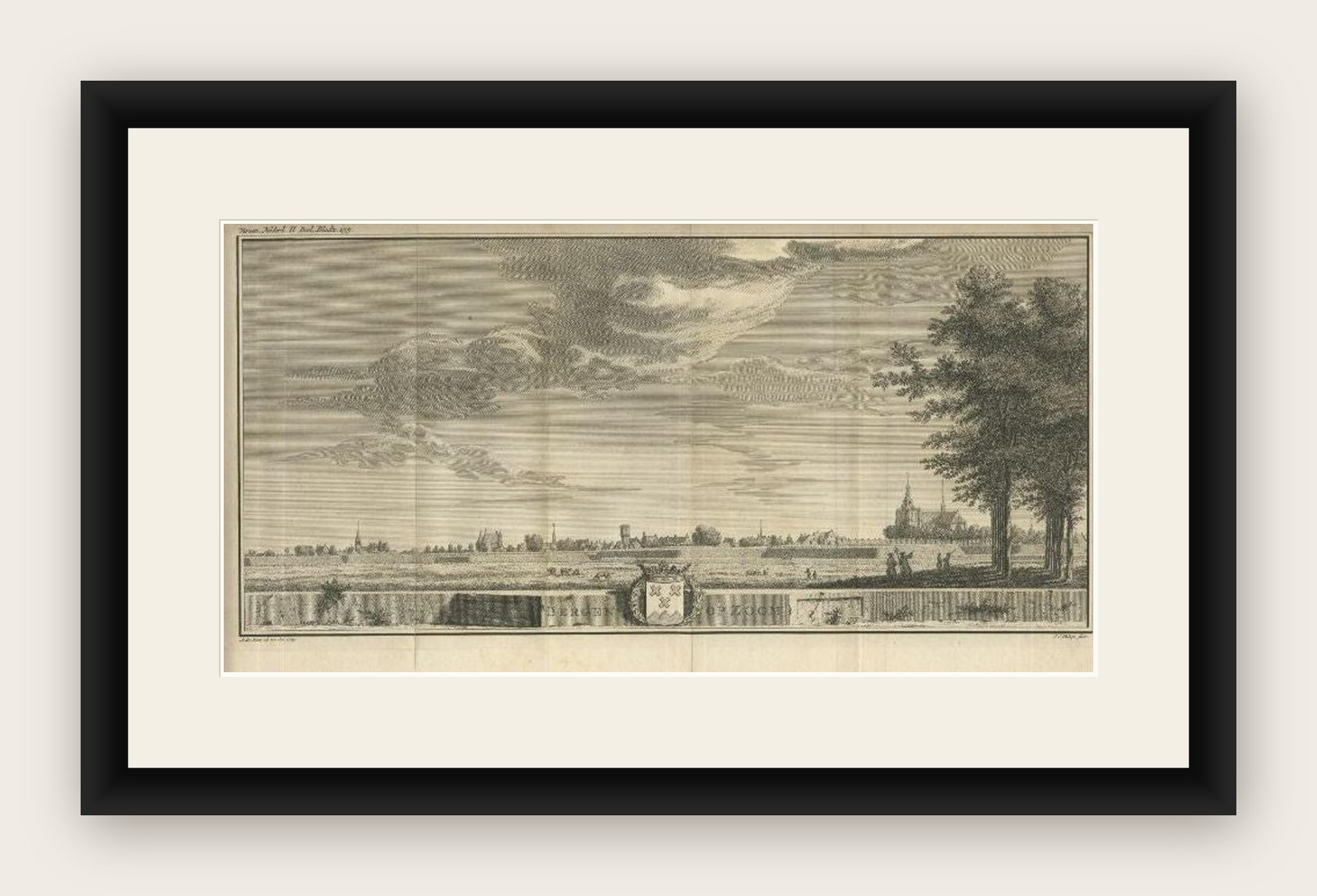 Antique Print of the City of Bergen op Zoom in The Netherlands, c.1745