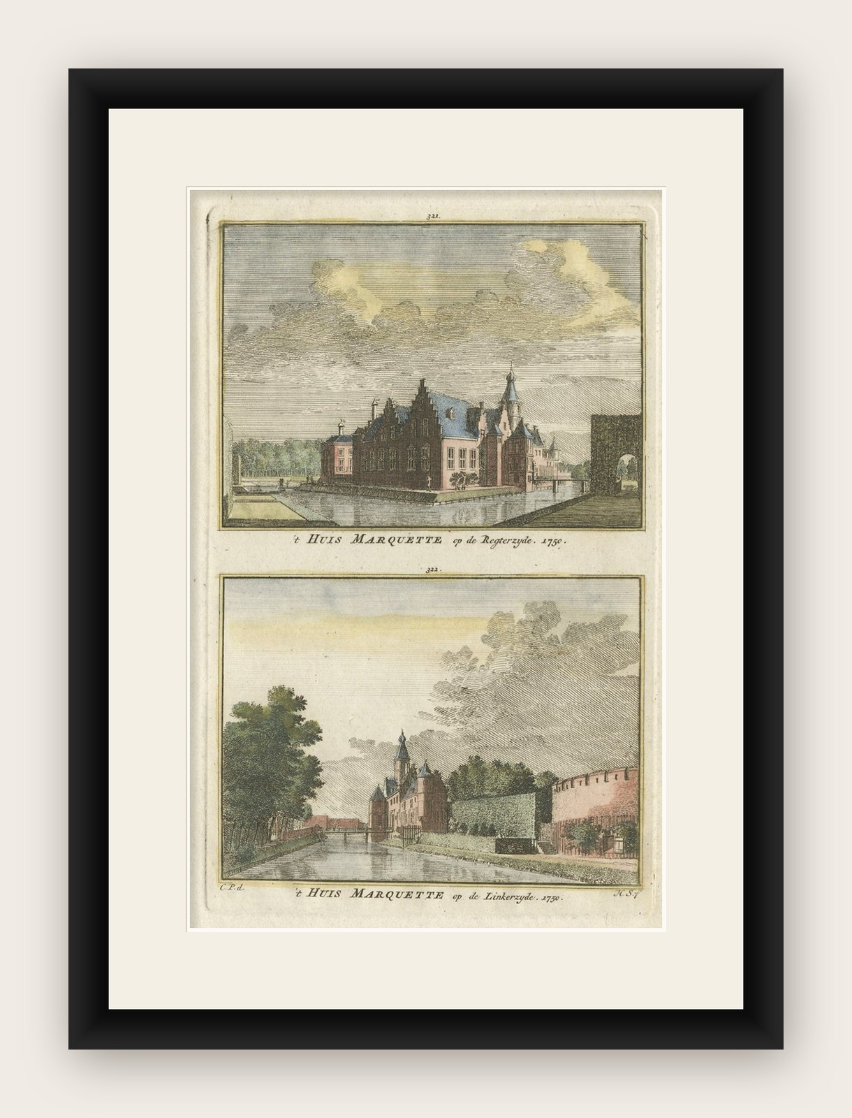 Antique Print of 'Huis Marquette' in Heemskerk, The Netherlands, c.1750