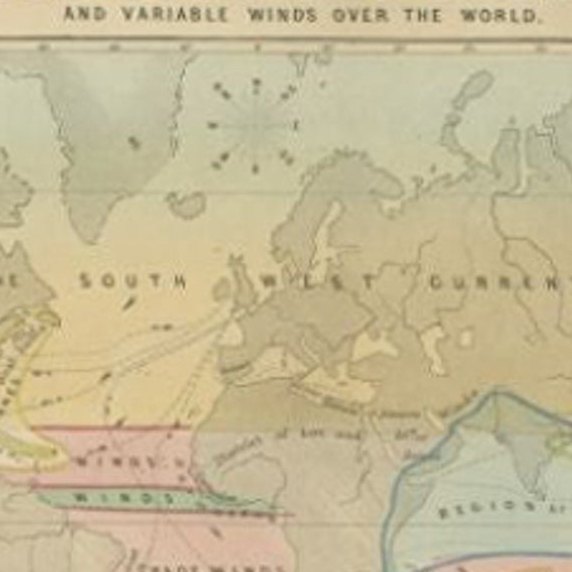 Antique Map of the Distribution of Air and Rain by Reynolds, 1843