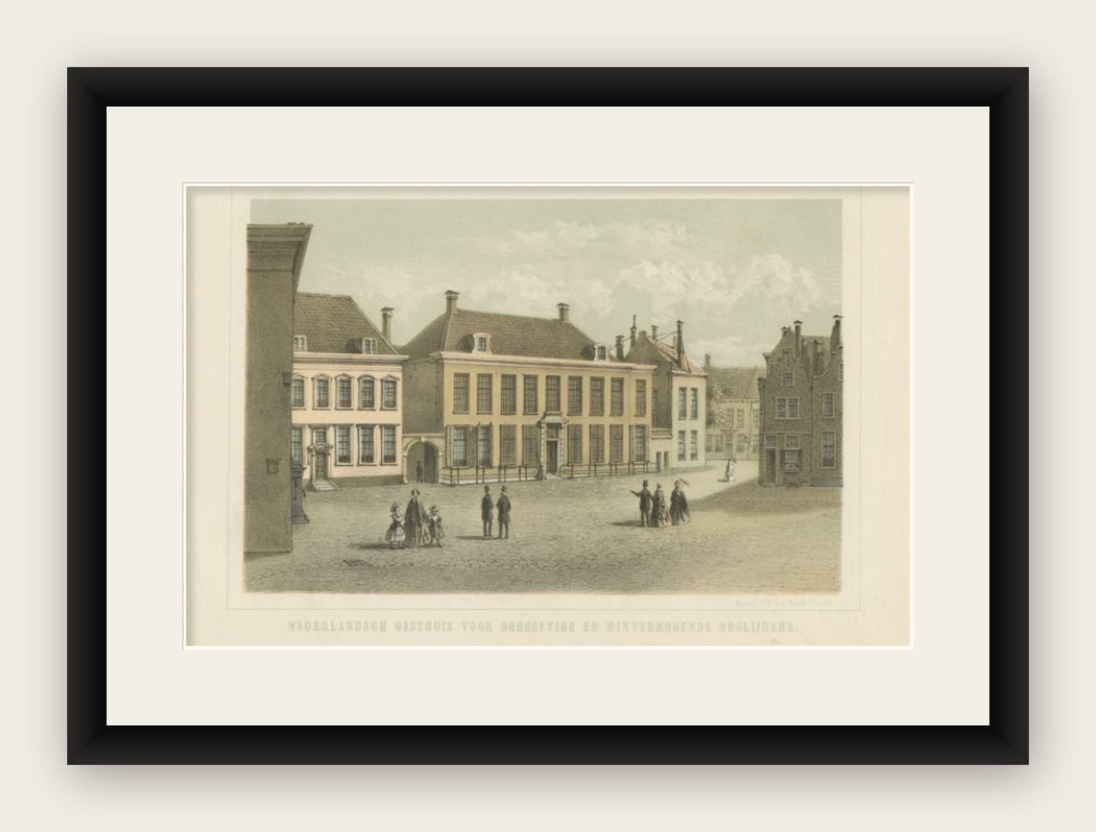 Antique Print of the Ophthalmology Hospital in Utrecht, the Netherlands, 1859