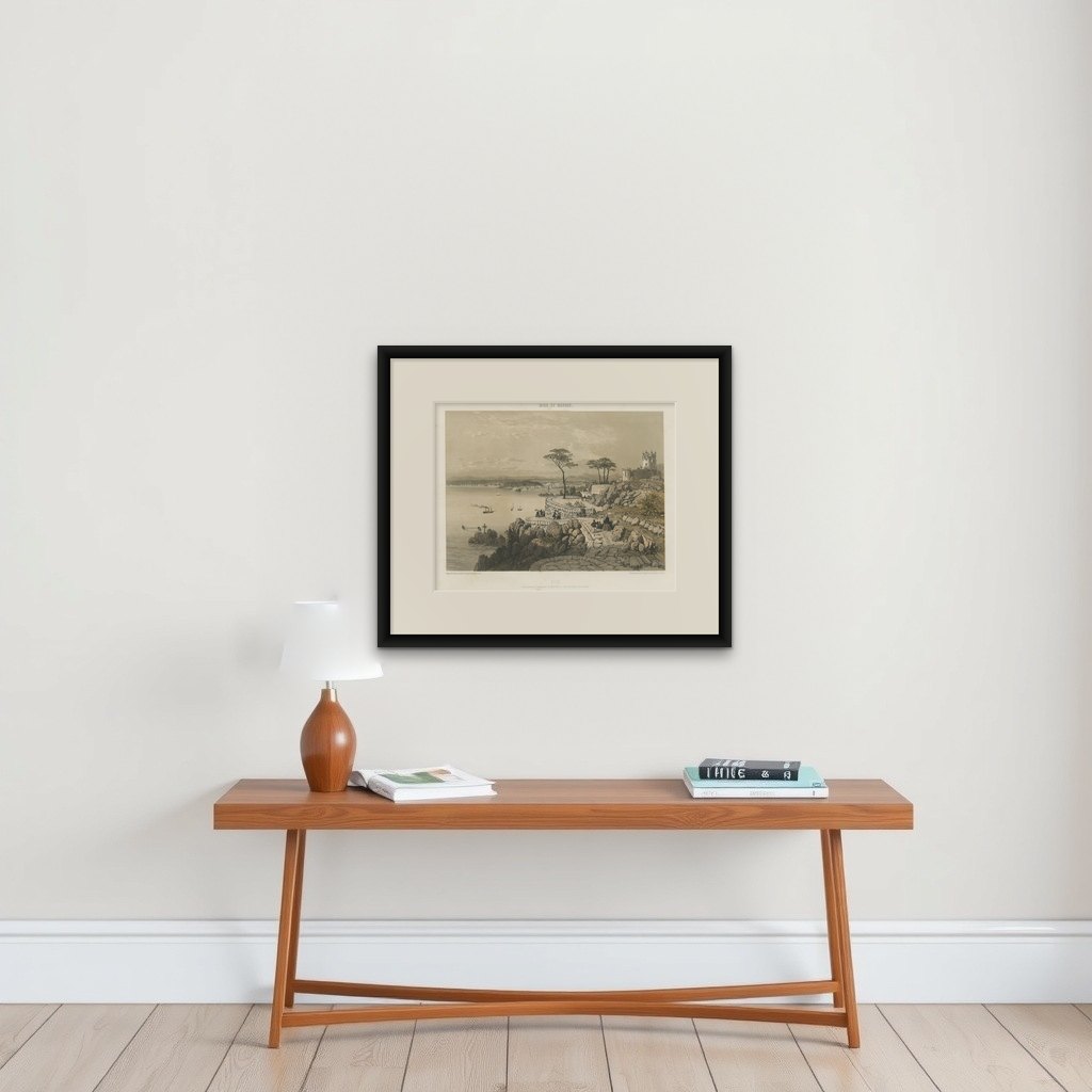 Decorative Antique Print of Nice Near Mont Boron in France, c.1865