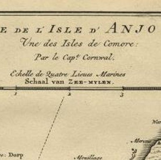 Antique Map of Anjouan or Ndzuani Island, Part of The Comoros, 1749