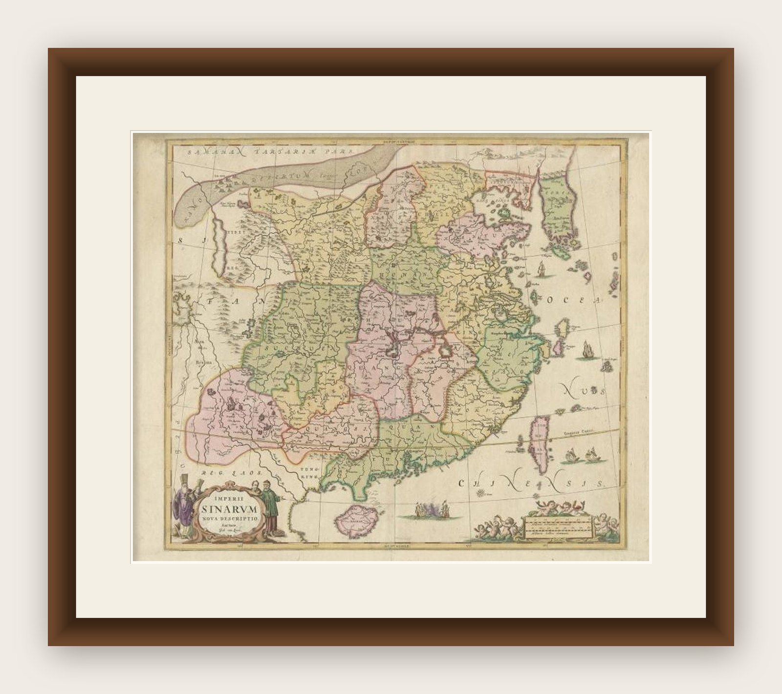 Antique Map of China and Korea incl Formosa and Hainan, by Janssonius, ca.1650