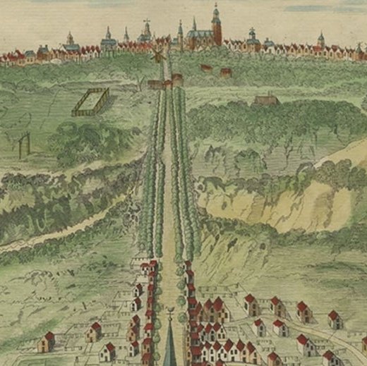 Antique Bird's Eye View of Scheveningen Near The Hague, the Netherlands, 1730