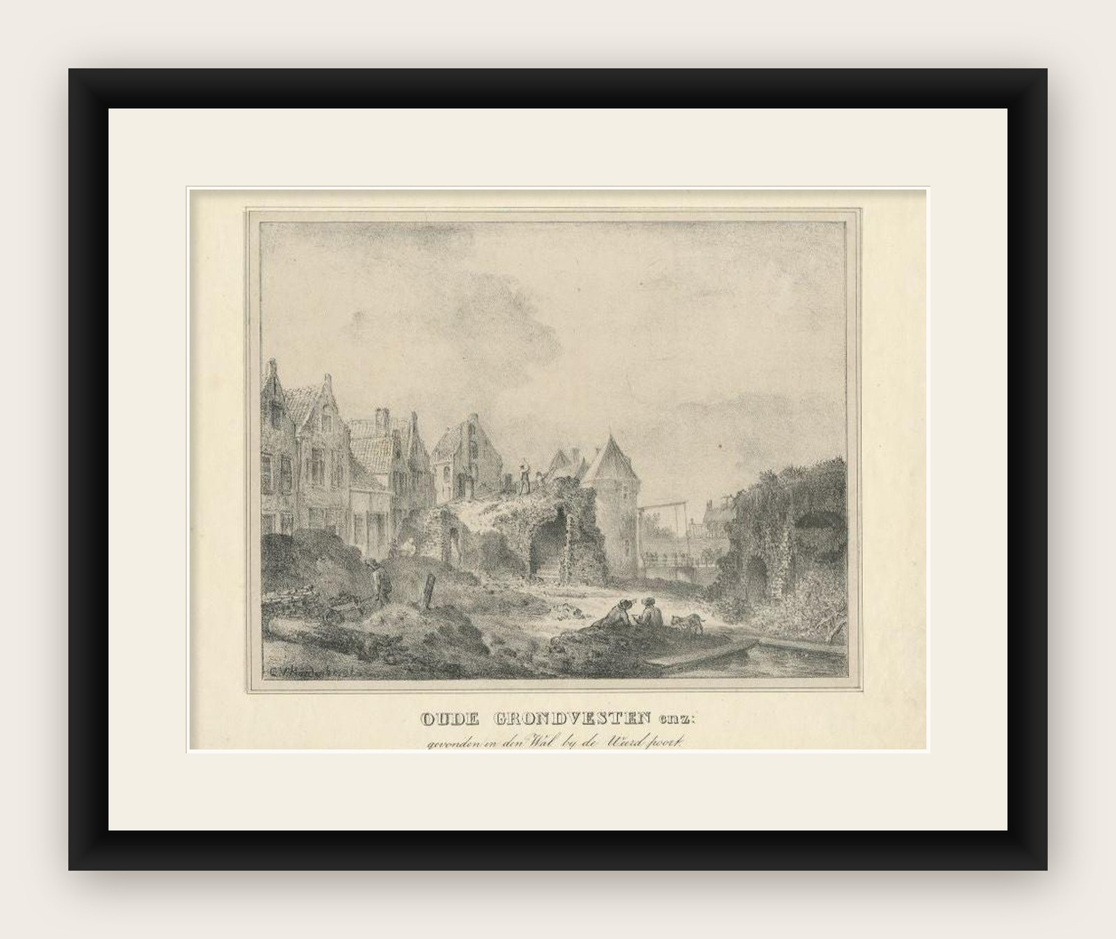 Antique Print of Archeological Findings near the Weerd Poort in Utrecht