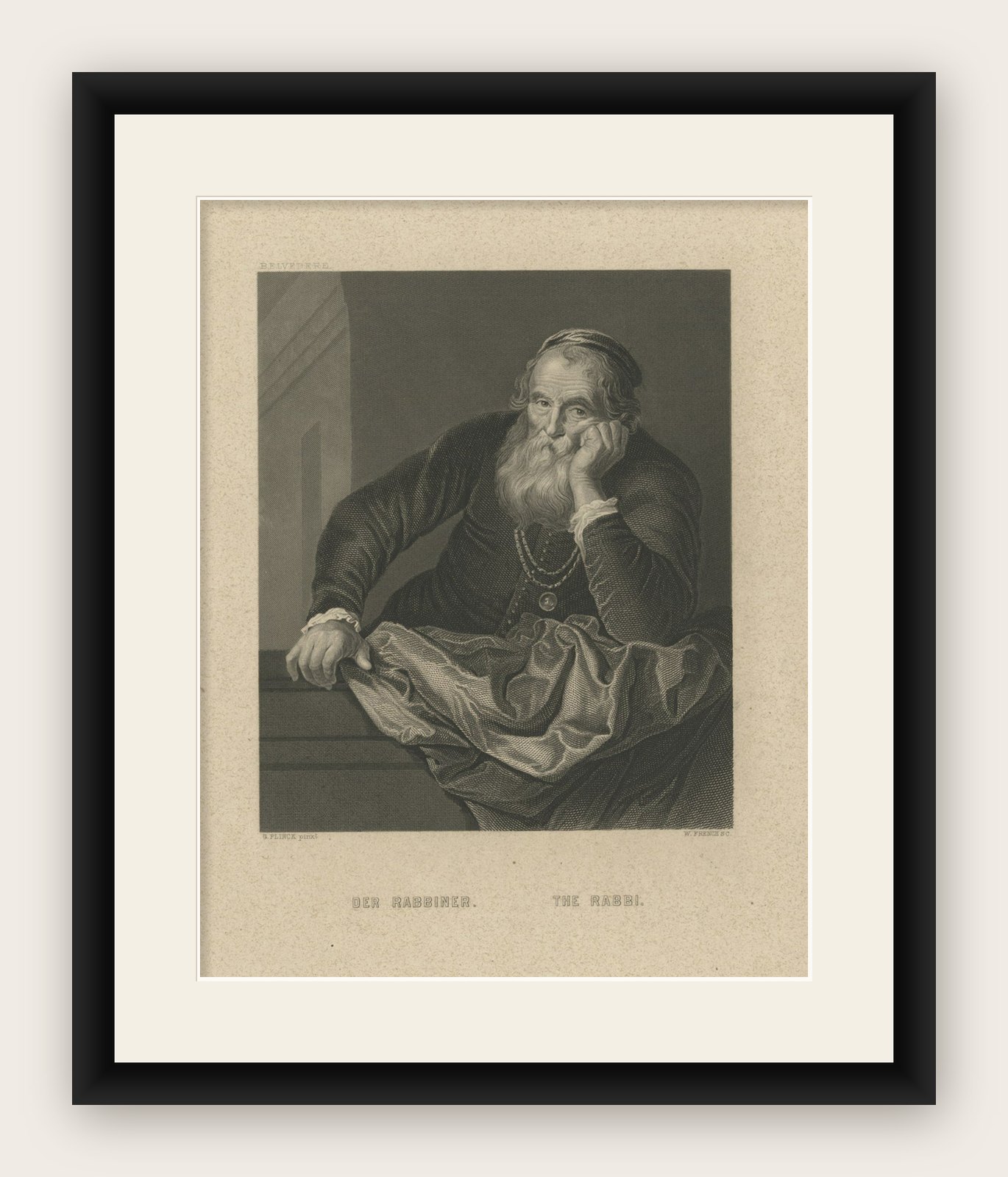 Original Antique Print of a Rabbi, Published circa 1850