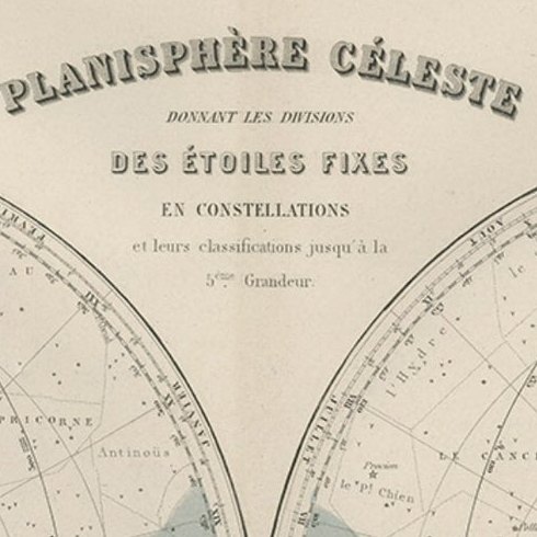 Antique Map of the Night Skies of the Northern and Southern Hemispheres, 1880