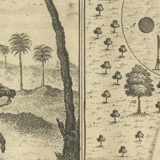 Antique Print of the King of Barsalli & the Yamyamakunda Factory, Gambia, C1730