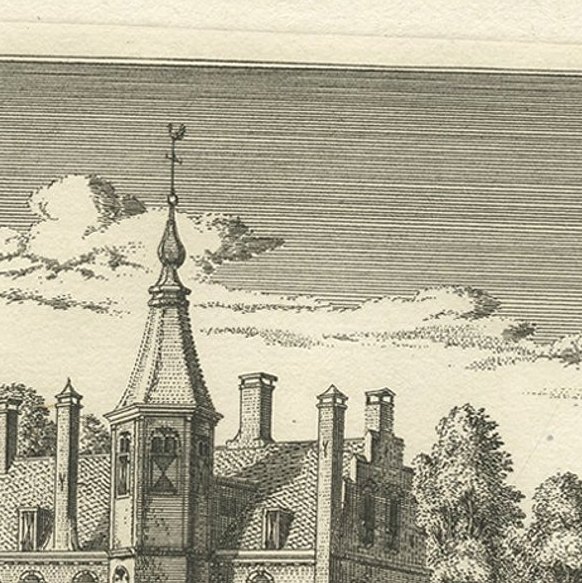 Antique Print of the 'Doelen' Court of University City Leiden, Holland, c1800