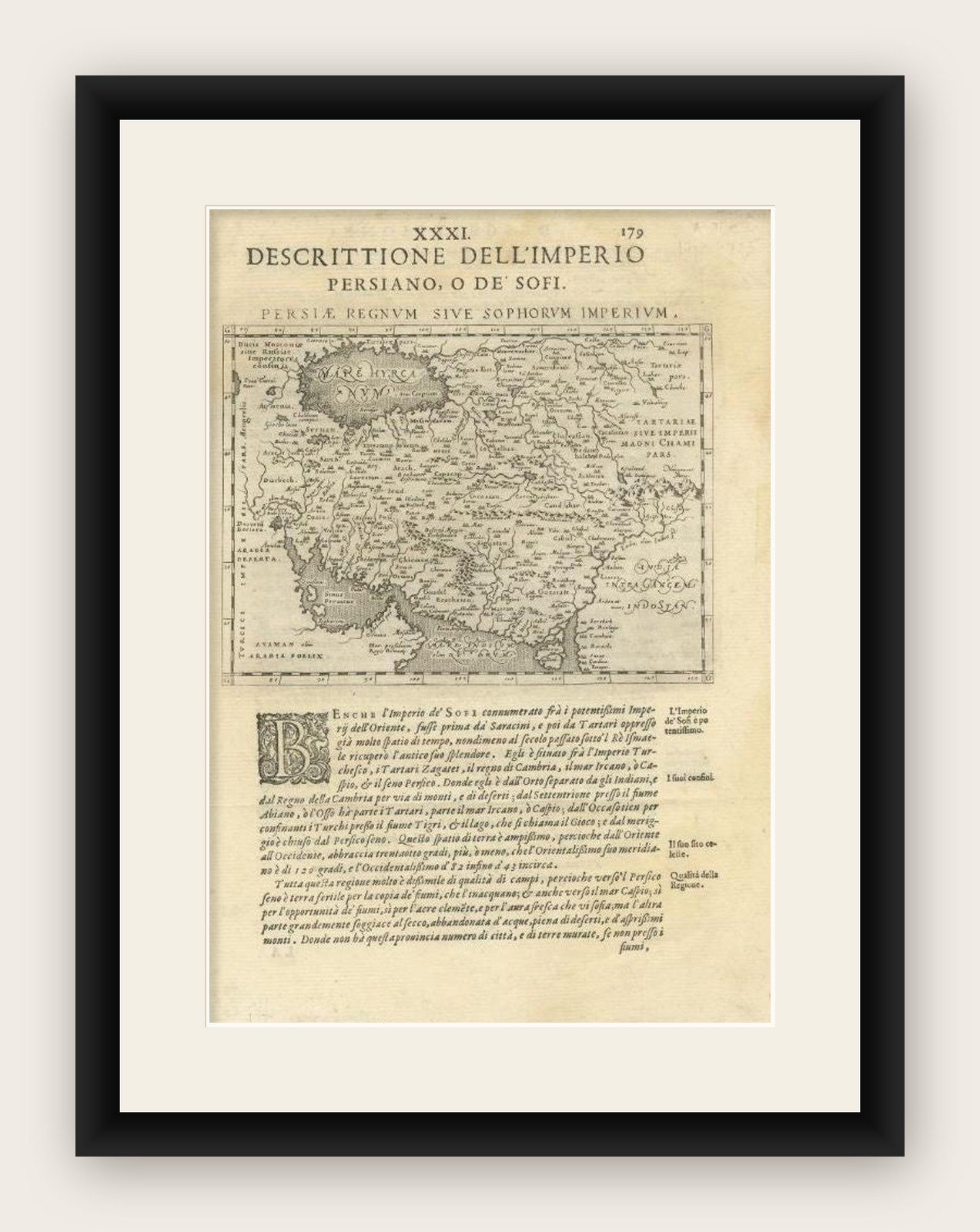 Very Old Antique Map of the Persian Empire by Magini, c.1597