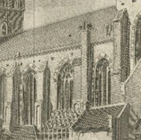 Antique Print of the Buurkerk in Utrecht, the Netherlands, circa 1748