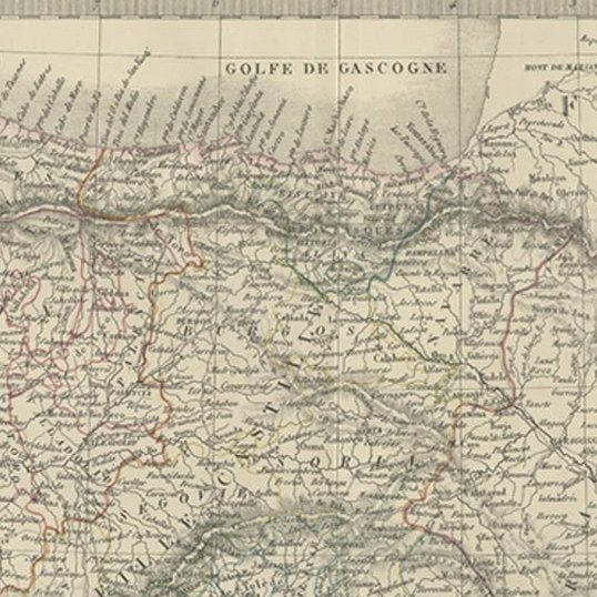 Antique Map of Spain and Portugal by Pierre M. Lapie, 1842, Wall Art