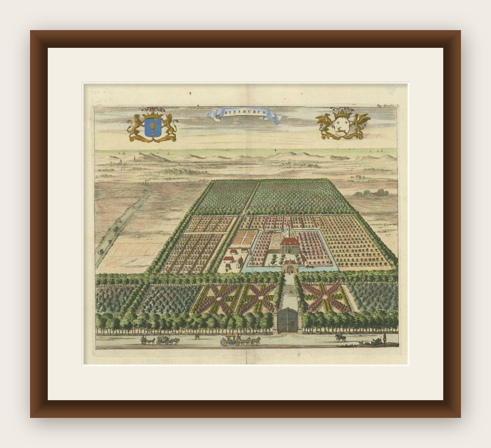 Handcolored Print of an Estate by Smallegange, Zeeland, The Netherlands, 1696