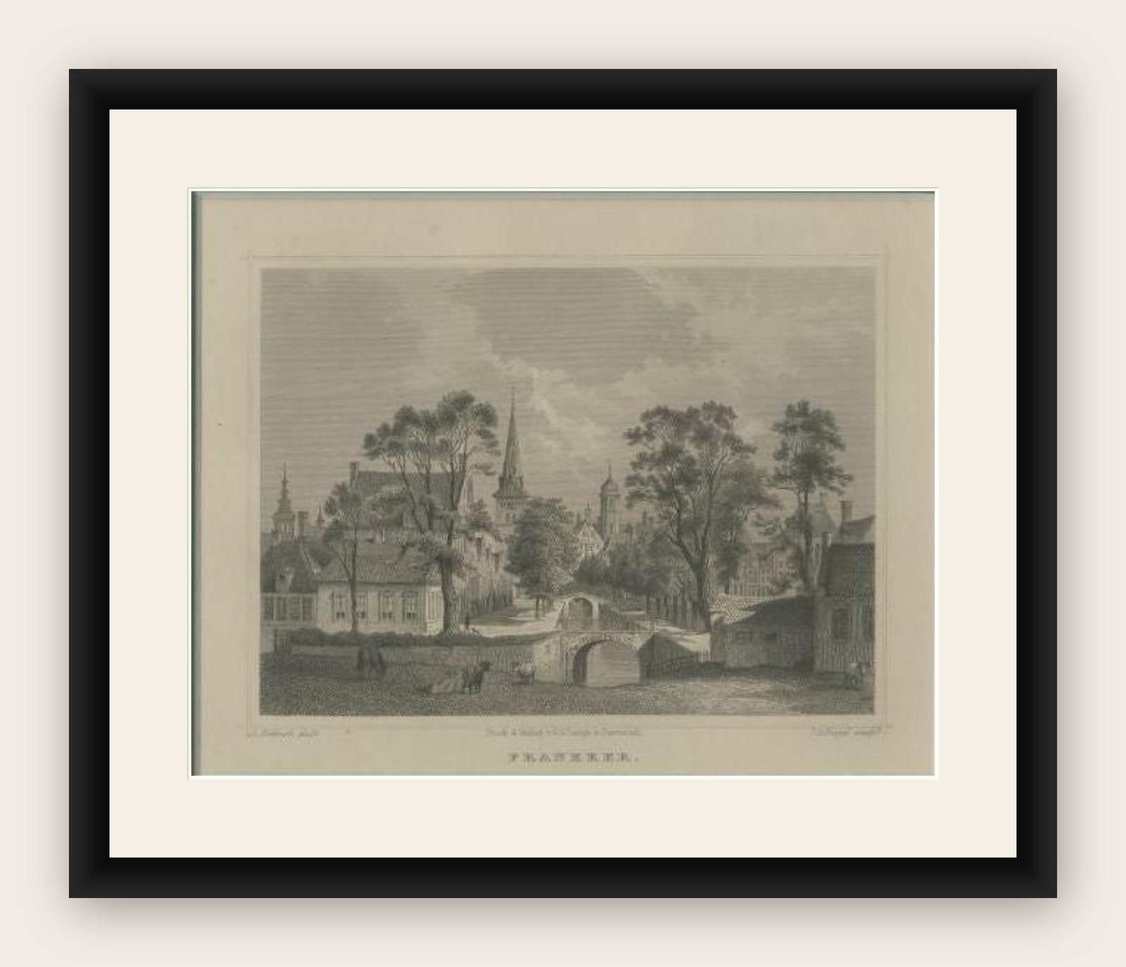 Antique Print of Franeker, Friesland, The Netherlands, 'c.1860'