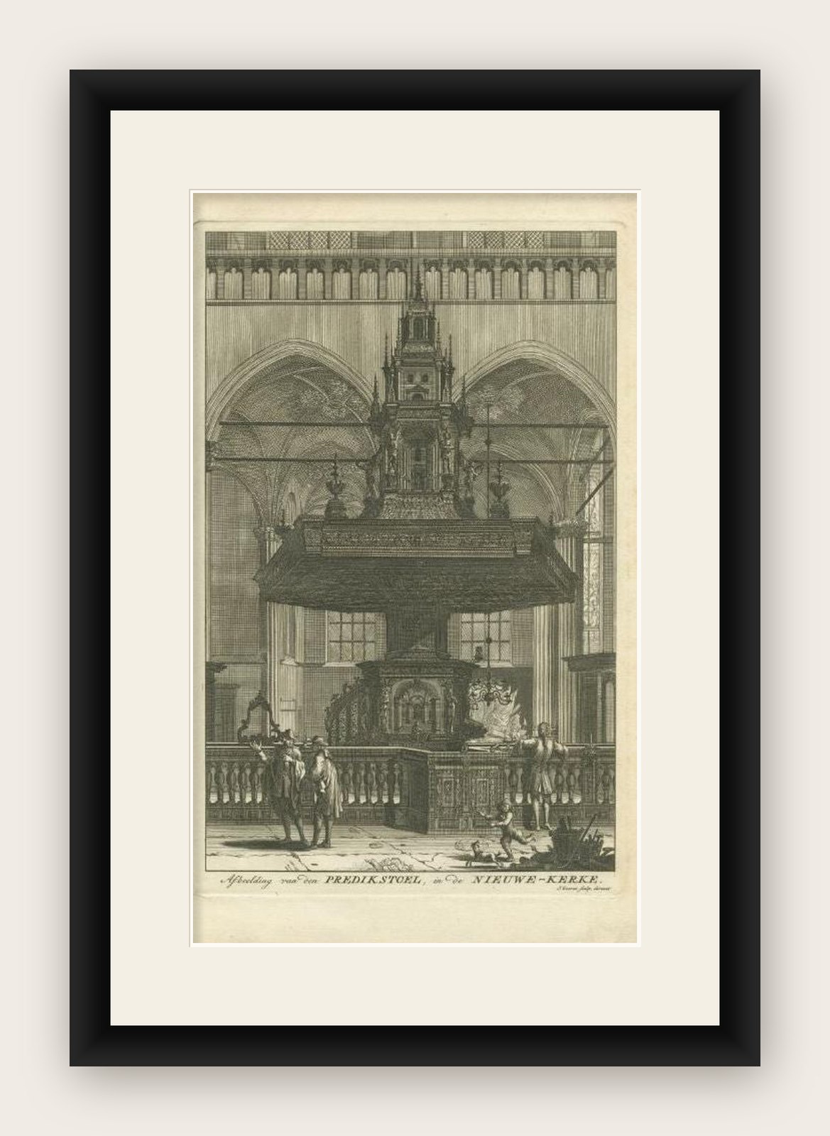 Antique Print of the Preacher's Pulpit by Goeree, 1765