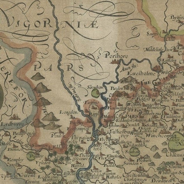 Antique Map of Gloucestershire by Camden, c.1607