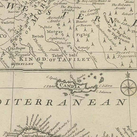 Antique Map of Western and Eastern Barbary in Africa, c.1744