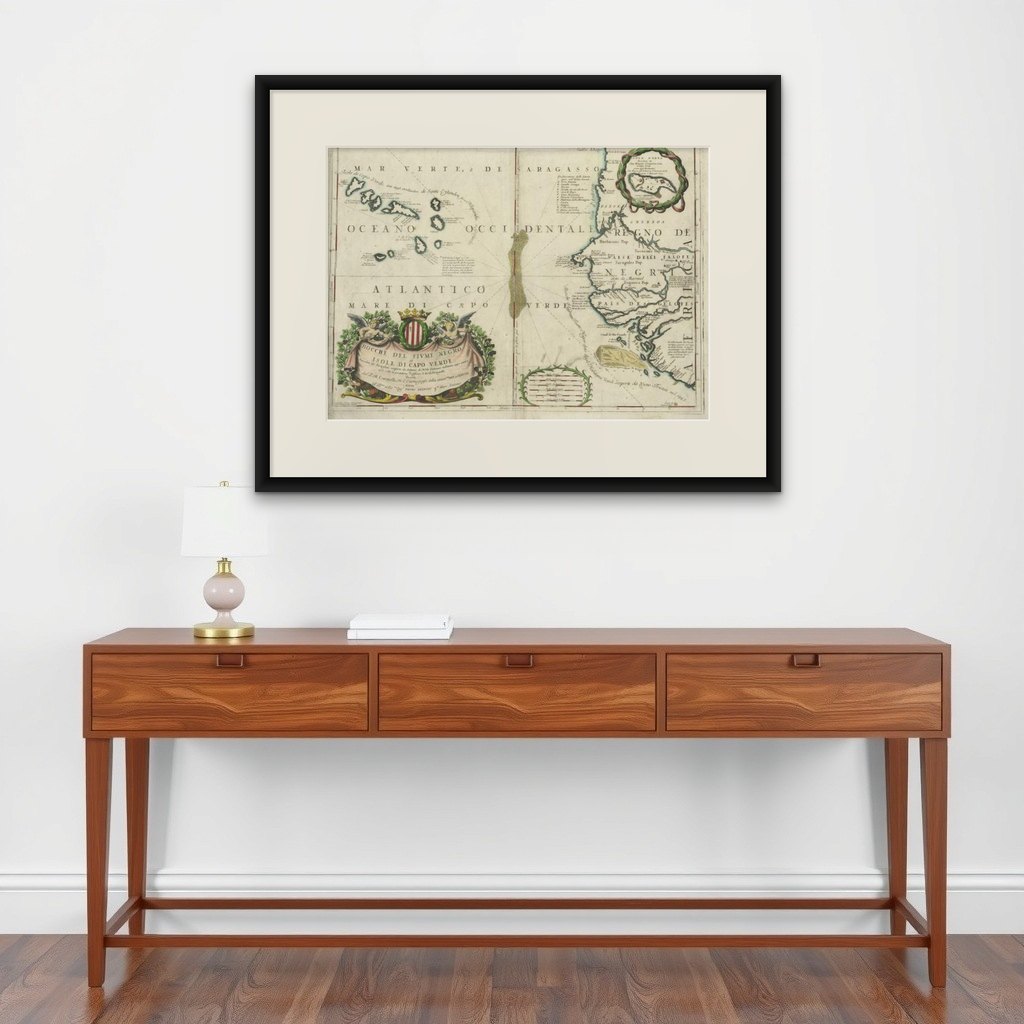 Antique Map of the Cape Verde Islands and Part of Senegal, West Africa, 1690