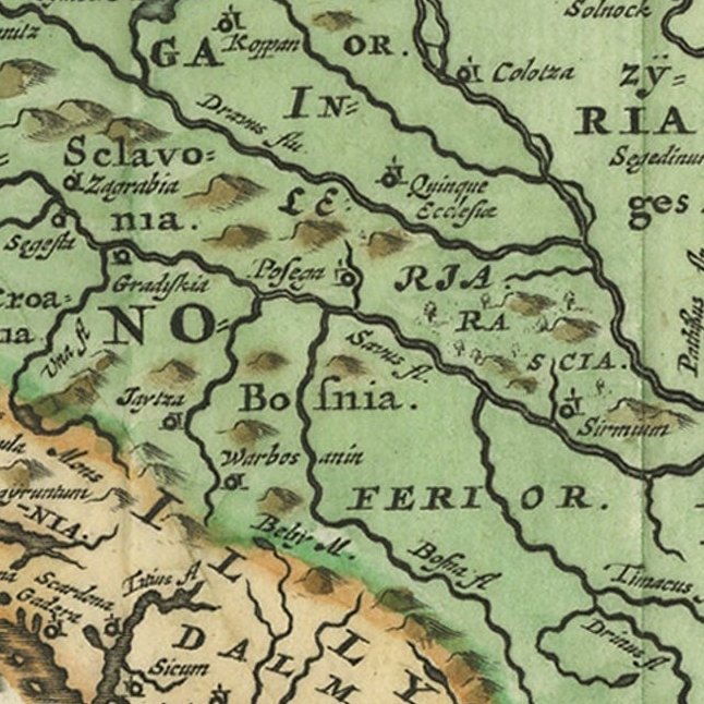 Antique Map of Pannonia and Illyria by Cluver, 1685