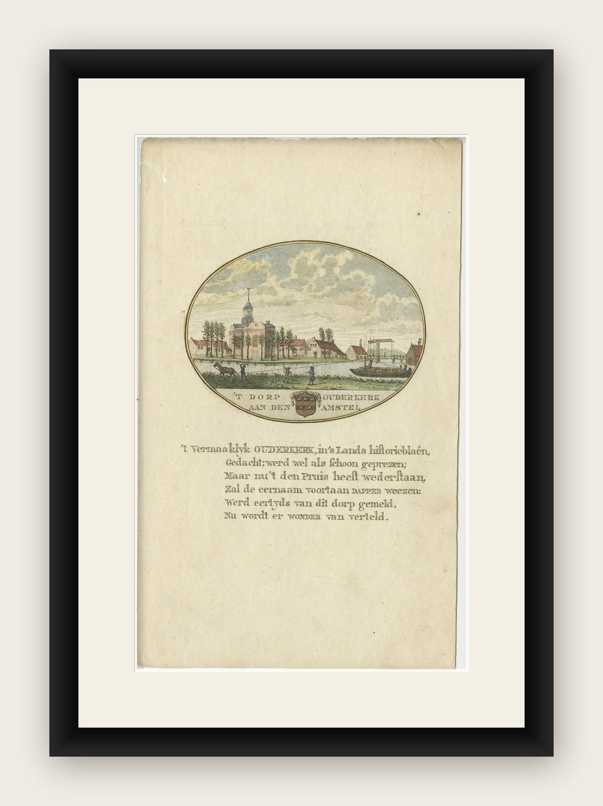 Antique Print of the City of Ouderkerk Aan De Amstel, the Netherlands, 1795